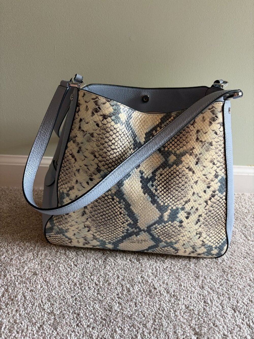 Kate Spade light blue snakeskin Leila shoulder bag